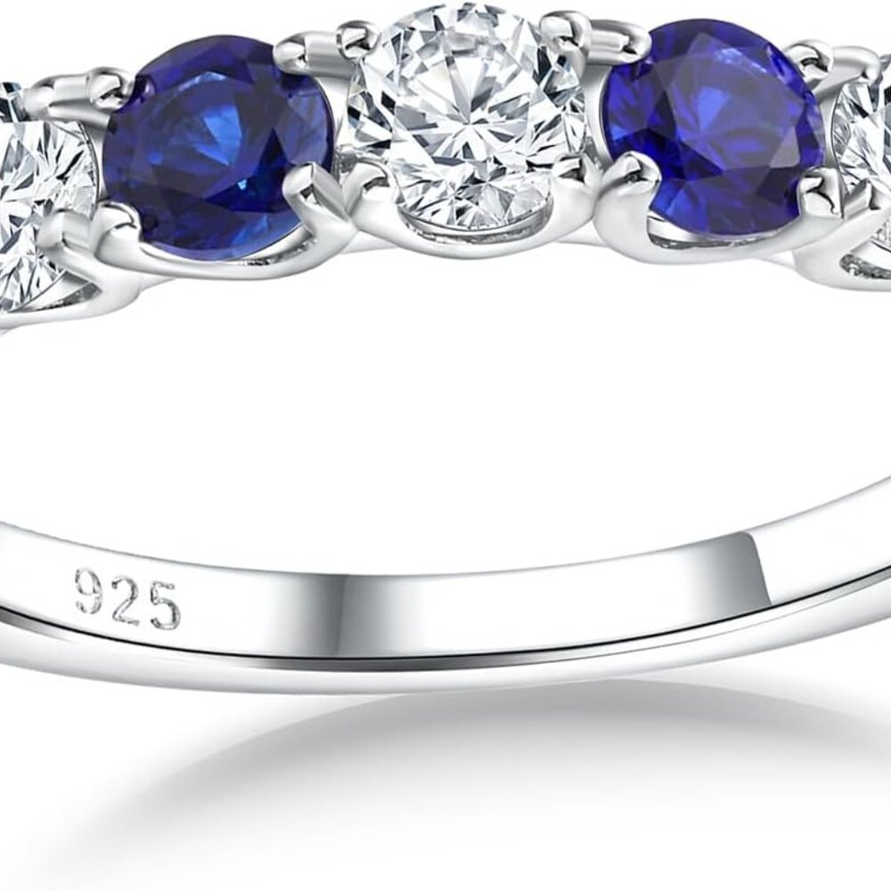 Classic Stackable Anniversary Ring With Blue Sapp… - image 1